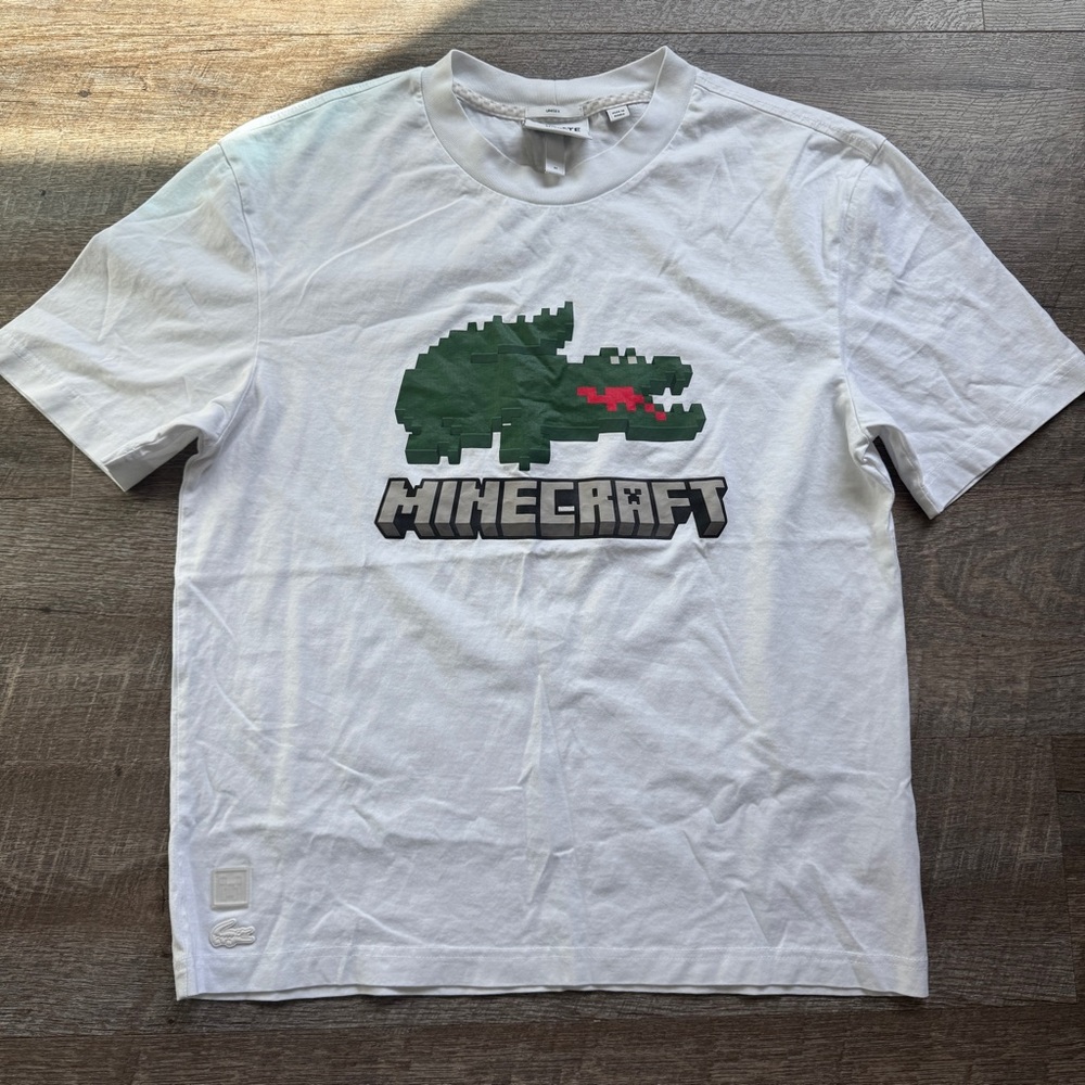 Lacoste Minecraft T-Shirt Top White Unisex Medium‎